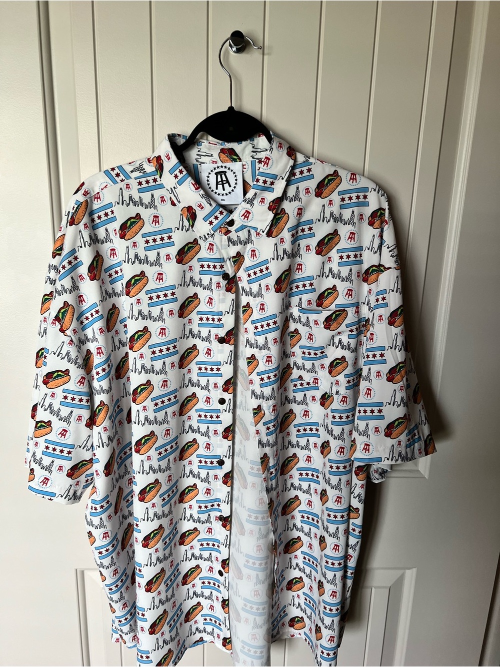 Barstool White Patterned Short-Sleeve Button-Up Shirt